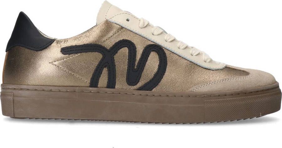 Manfield Dames Gouden leren sneakers