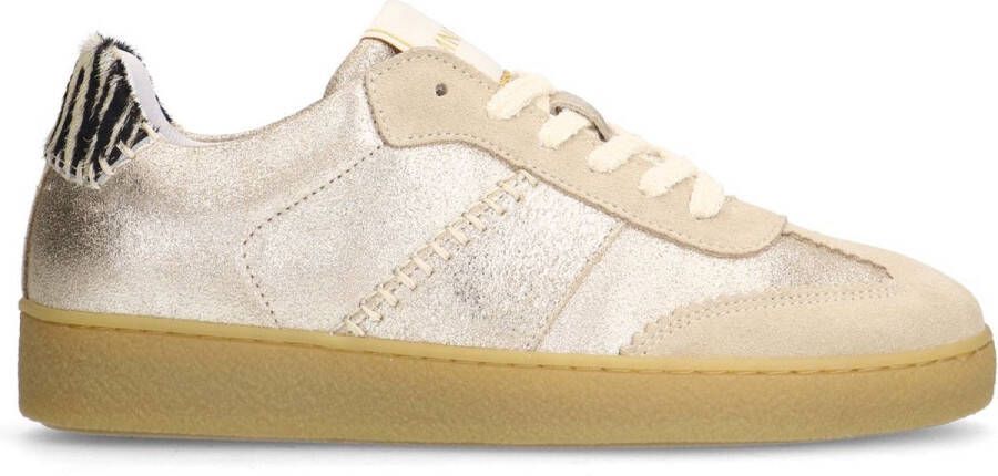 Manfield Dames Gouden leren sneakers met zebra details