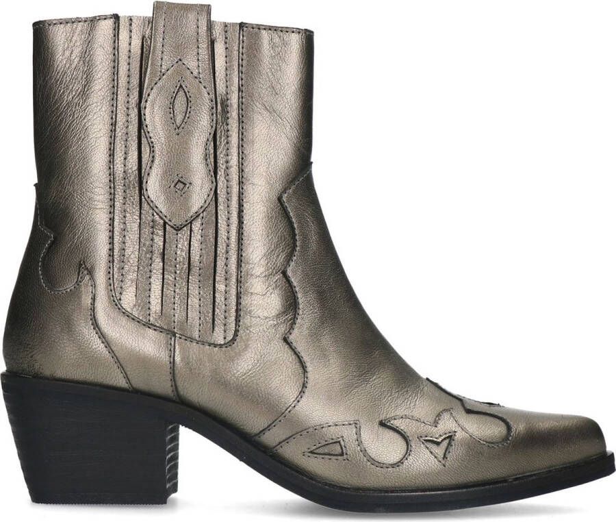 Manfield Dames Goudkleurige metallic leren cowboy laarzen - Foto 1