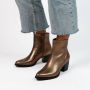 Manfield Dames Goudkleurige metallic leren enkellaarsjes - Thumbnail 2