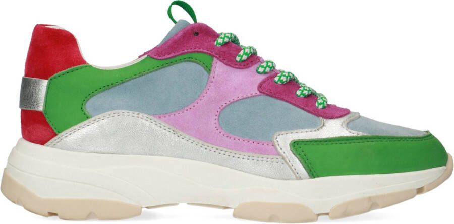 Manfield Dames Groene leren sneakers