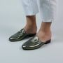 Manfield leren muiltjes met gesp groen metallic - Thumbnail 4