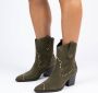 Manfield Dames Groene suède cowboy laarzen met studs - Thumbnail 2