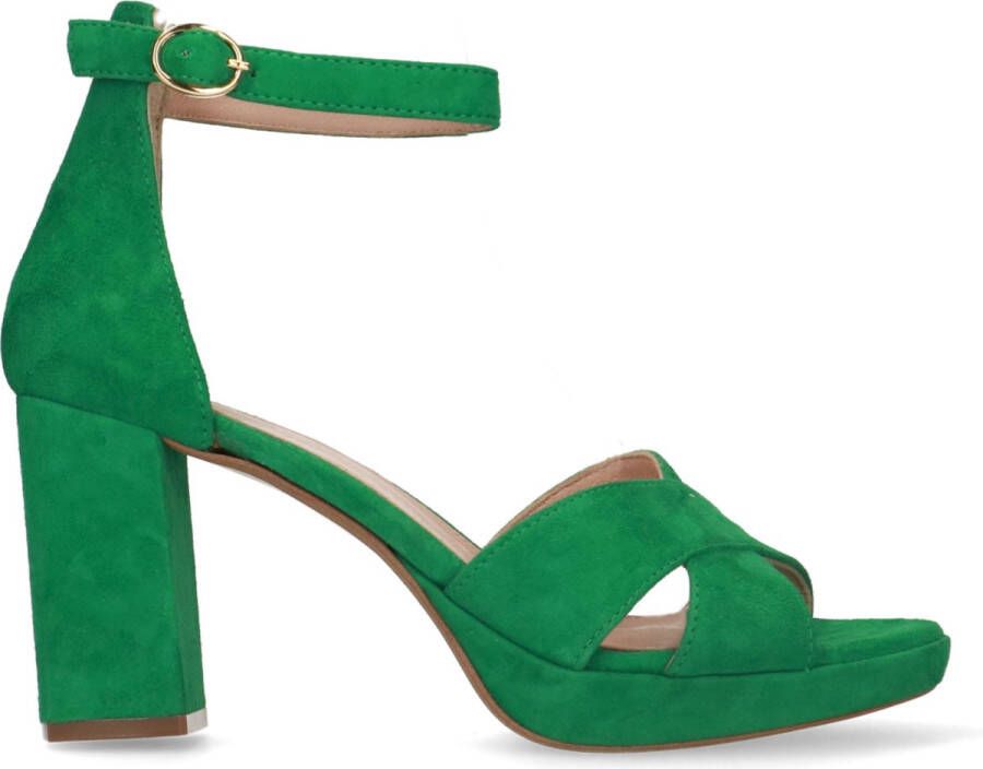 Manfield Dames Groene suède sandalen met hak - Foto 1