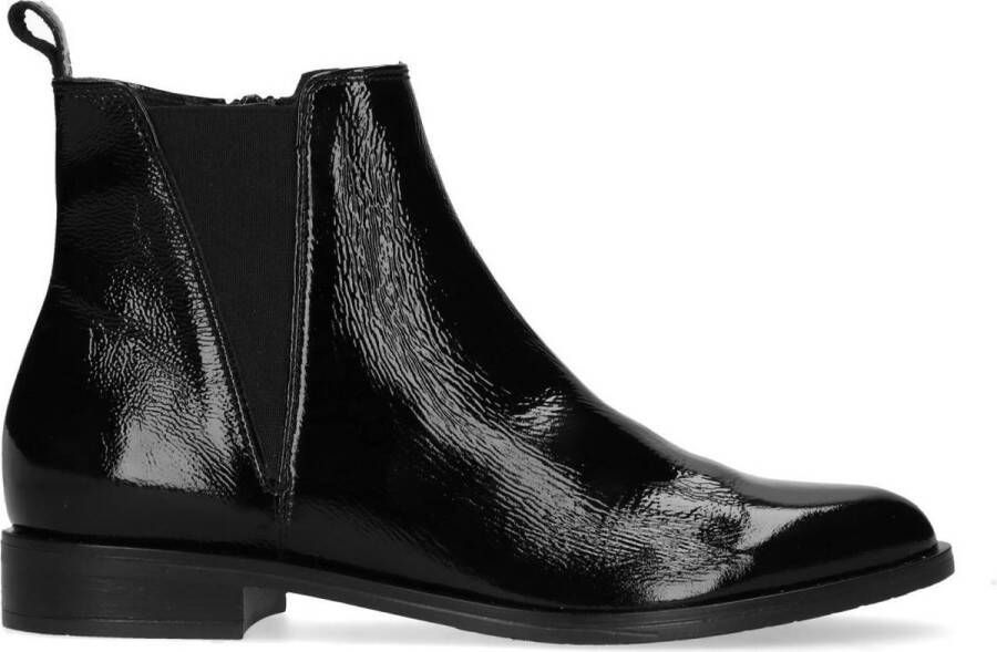 Manfield Dames Lak zwarte chelsea boots