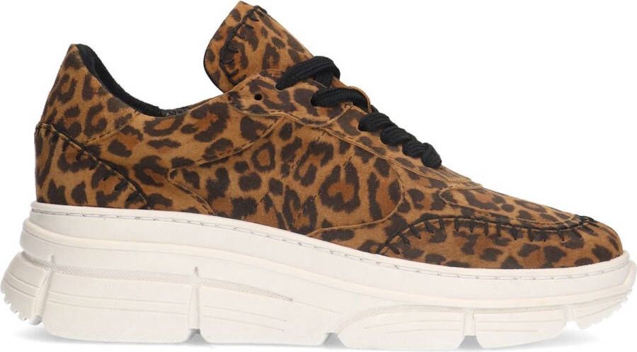 Manfield Dames Leren panter sneakers