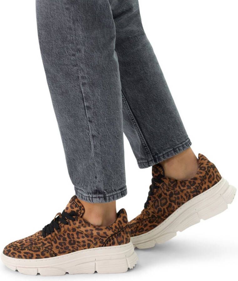 Manfield Dames Leren panter sneakers