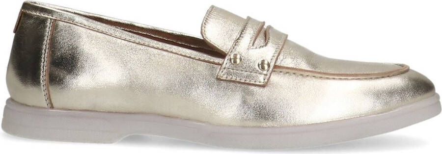 Manfield Dames Metallic gouden leren loafers