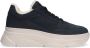 Manfield Dames Navy blauwe nubuck sneakers - Thumbnail 1