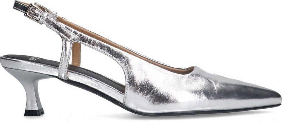 Manfield Dames PRE ORDER Zilveren leren slingbacks