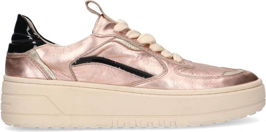 Manfield Dames Roze leren metallic sneakers