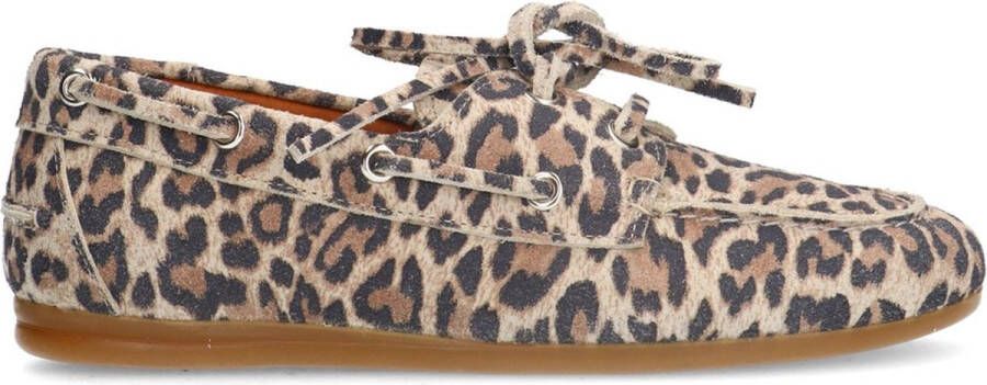 Manfield Dames Suède leopard bootschoentjes