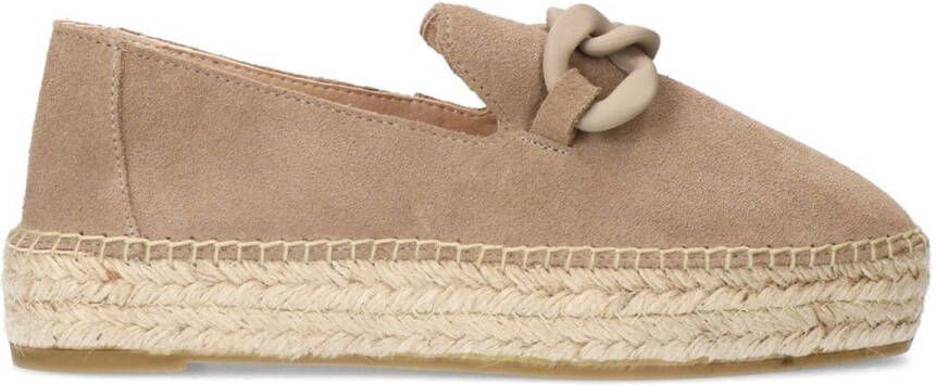 Manfield Dames Taupe suède espadrilles met chain