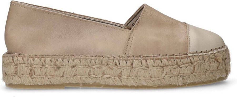 Manfield Dames Witte leren espadrilles met plateauzool