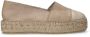 Manfield Dames Witte leren espadrilles met plateauzool - Thumbnail 2