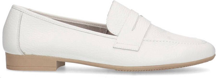 Manfield Dames Witte leren loafers