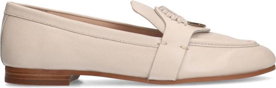 Manfield Dames Witte leren loafers met goudkleurig detail