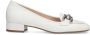 Manfield Dames Witte leren loafers met zilverkleurige chain - Thumbnail 2