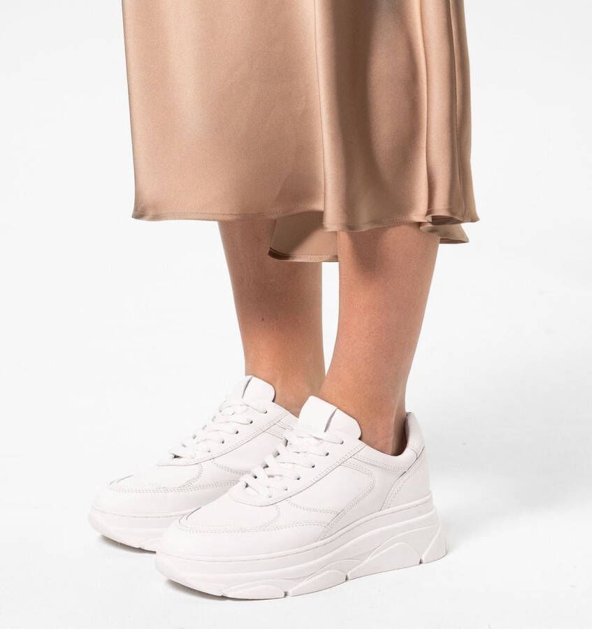 Manfield Dames Witte leren sneakers