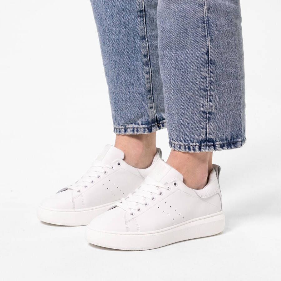 Manfield Dames Witte leren sneakers