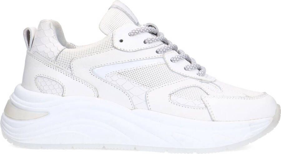 Manfield Dames Witte leren sneakers