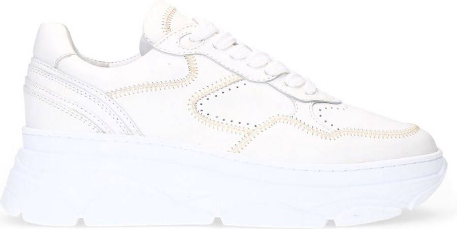 Manfield Dames Witte leren sneakers