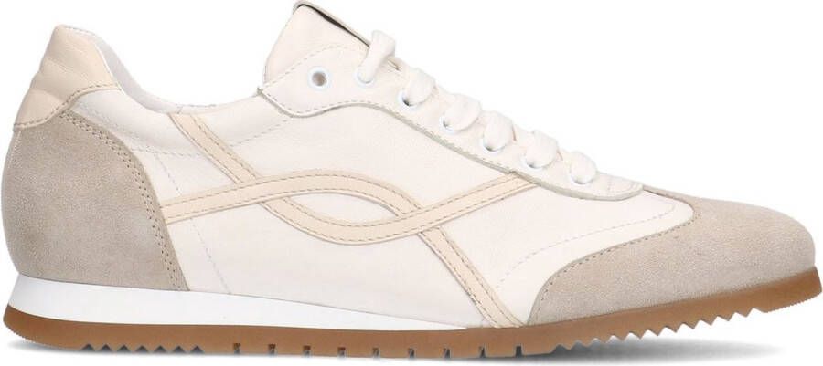 Manfield Dames Witte leren sneakers met dunne zool