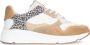 Manfield Dames Witte leren sneakers met leopard details - Thumbnail 1