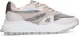 Manfield Dames Witte leren sneakers met mesh details - Thumbnail 1