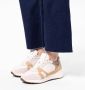 Manfield Dames Witte leren sneakers met suède details - Thumbnail 3