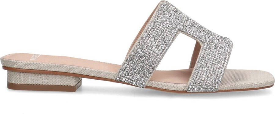 Manfield Dames Zilveren glitter slippers