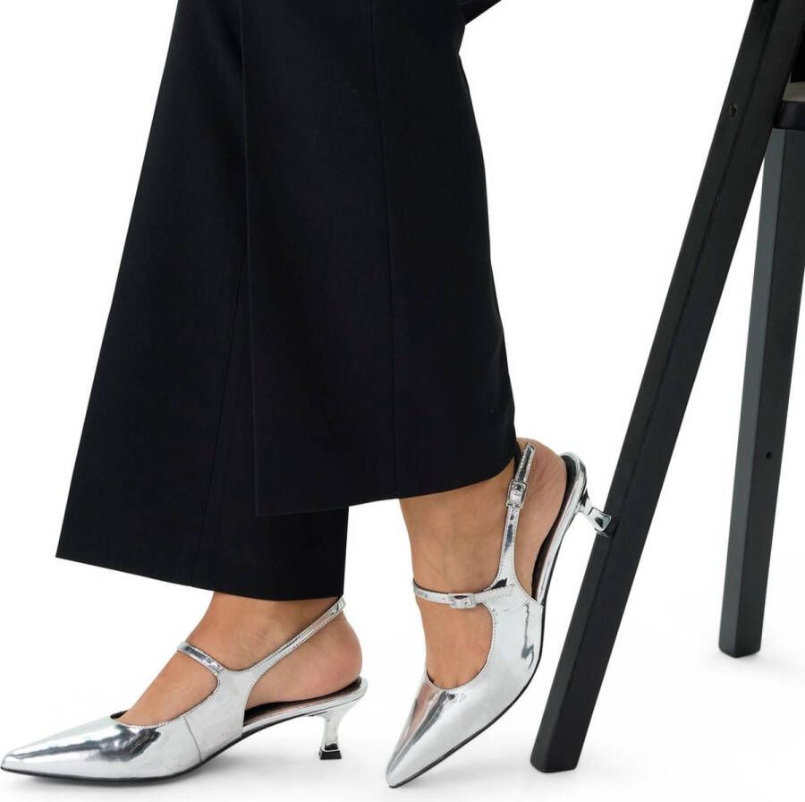 Manfield Dames Zilveren lak slingbacks