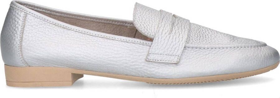 Manfield Dames Zilveren leren loafers