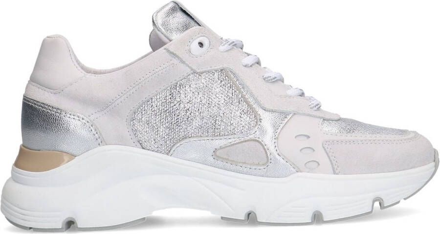 Manfield Dames Zilveren leren sneakers - Foto 1