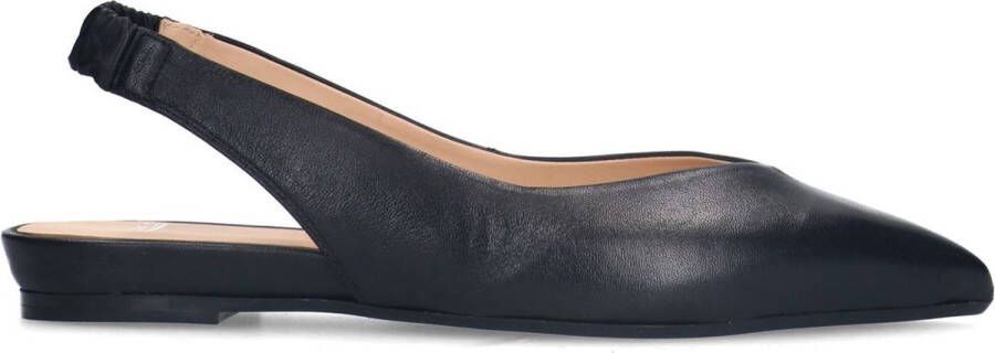 Manfield Dames Zwart leren slingbacks