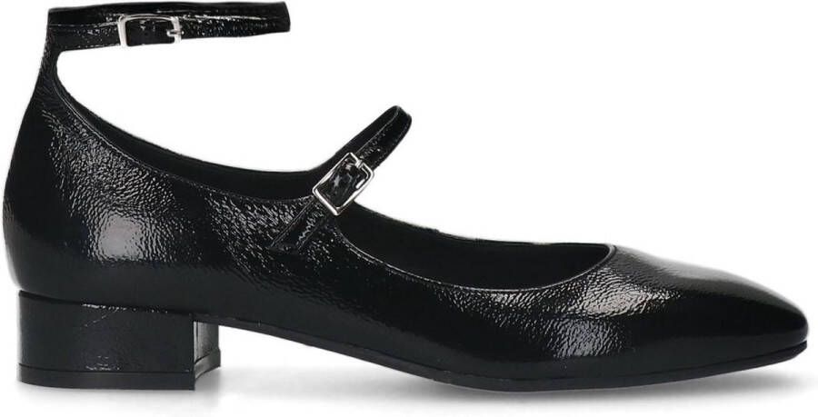 Manfield Dames Zwarte lak leren Mary Jane pumps