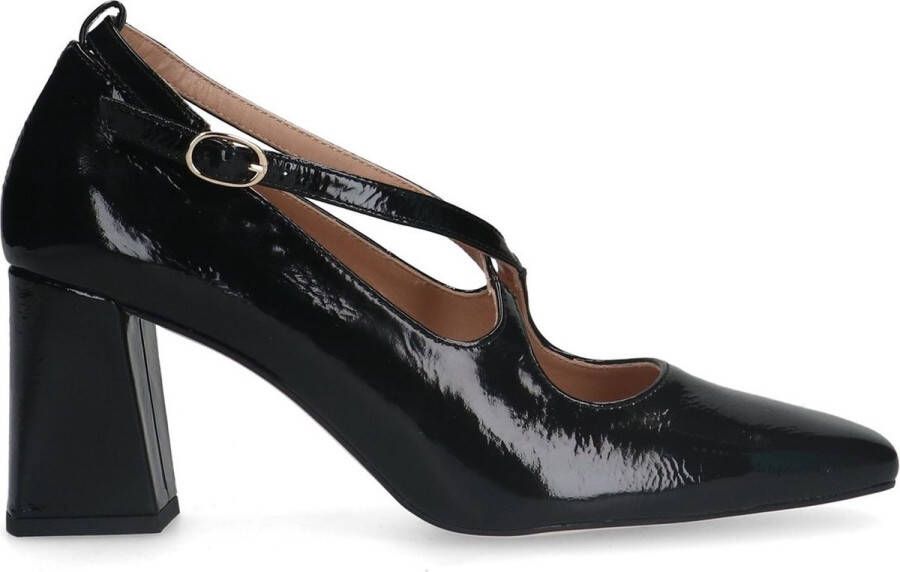 Manfield Dames Zwarte lakleren pumps met gespsluiting