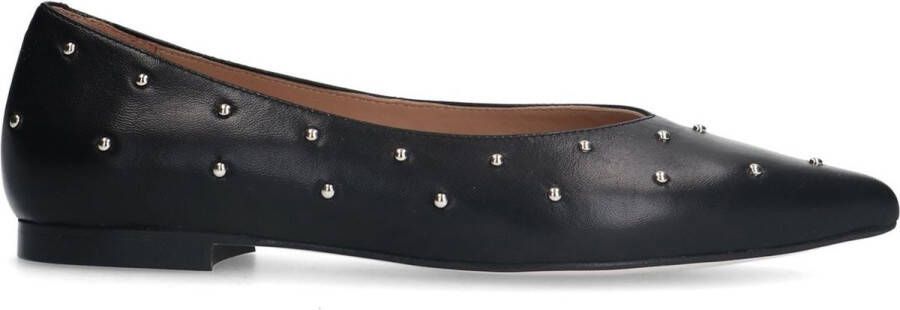 Manfield Dames Zwarte leren ballerina's met studs