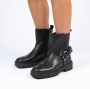 Manfield Dames Zwarte leren biker boots - Thumbnail 2