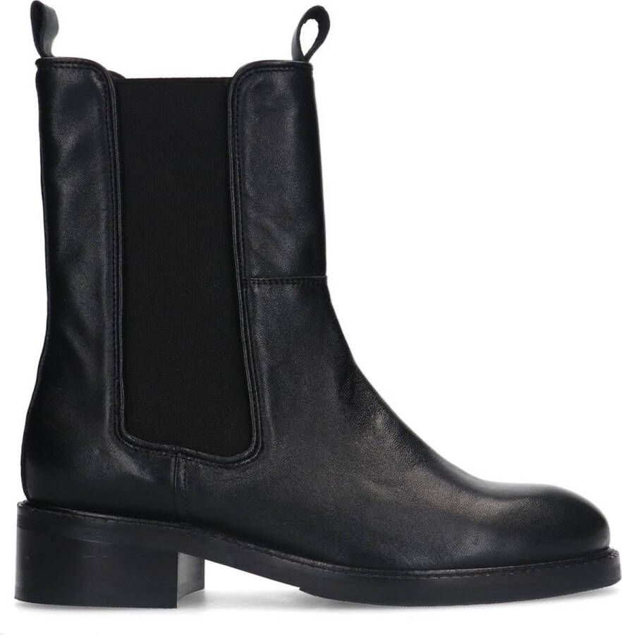 Manfield Dames Zwarte leren chelsea boots