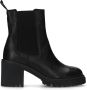 Manfield Dames Zwarte leren chelsea boots met hak - Thumbnail 2