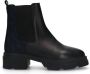 Manfield Dames Zwarte leren chelsea boots met stoffen achterkant - Thumbnail 2