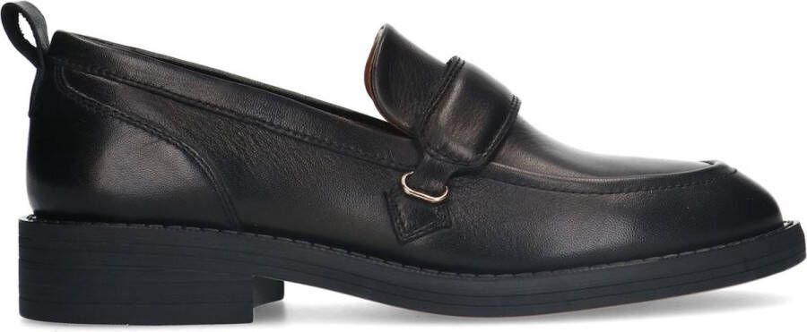 Manfield Dames Zwarte leren loafers