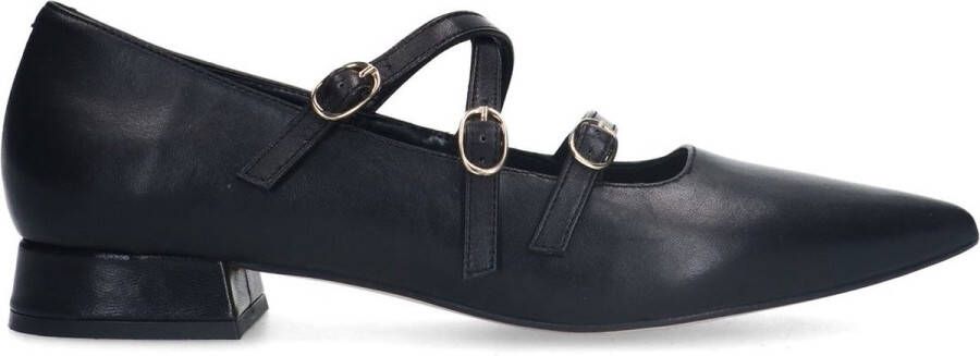 Manfield Dames Zwarte leren loafers met hak