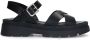 Manfield Dames Zwarte leren sandalen - Thumbnail 2