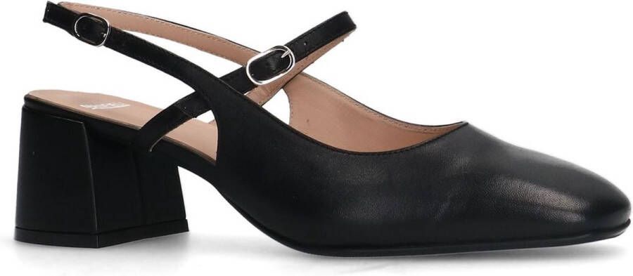 Manfield Dames Zwarte leren slingbacks