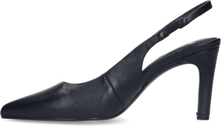 Manfield Dames Zwarte leren slingbacks