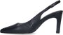 Manfield Dames Zwarte leren slingbacks - Thumbnail 2