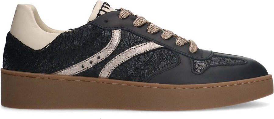 Manfield Dames Zwarte leren sneakers