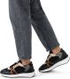 Manfield Dames Zwarte leren sneakers met bronze details - Thumbnail 1